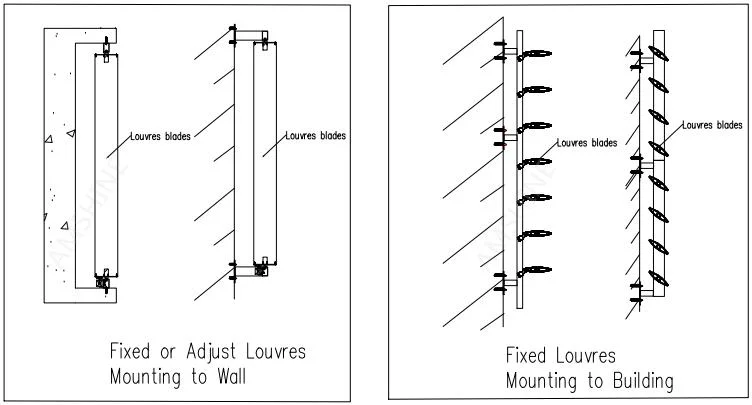 Aluminum Sun Louvers Sun Exterior Fixed Vertical Aluminium Airfoil Louver