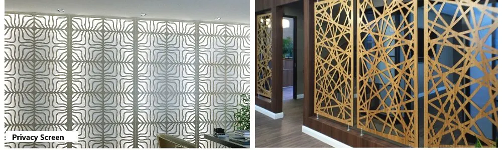 High Quality Laser Cut Screen Fence Powder Coating Aluminum Laser Cut Panels for Room Divider